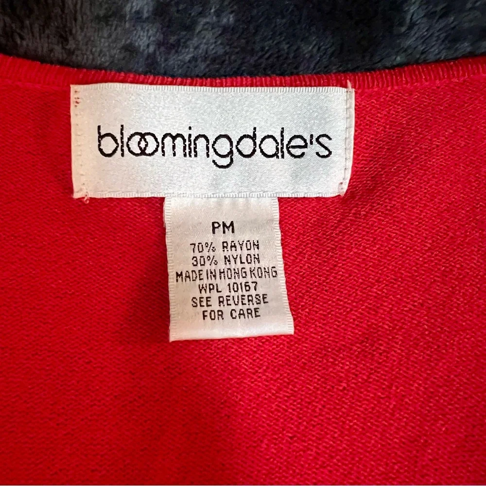 Vintage Cherry Red BloomingdalesY2K Women’s Red Knit Tie Shrug Overlay Dress M - Picture 5 of 9